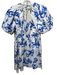 CROSBY by Mollie Burch Size M Blue & White Cotton Blend Floral Painted Dress Blue & White / M