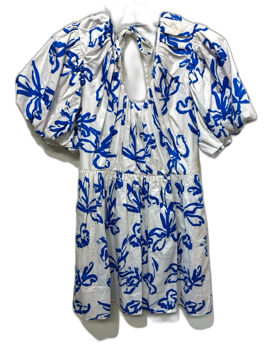 CROSBY by Mollie Burch Size M Blue & White Cotton Blend Floral Painted Dress Blue & White / M