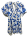 CROSBY by Mollie Burch Size M Blue & White Cotton Blend Floral Painted Dress Blue & White / M