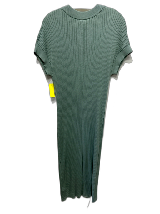 Varley Size M Sage green Cotton Ribbed Short Sleeve 1/4 Button Maxi Dress Sage green / M