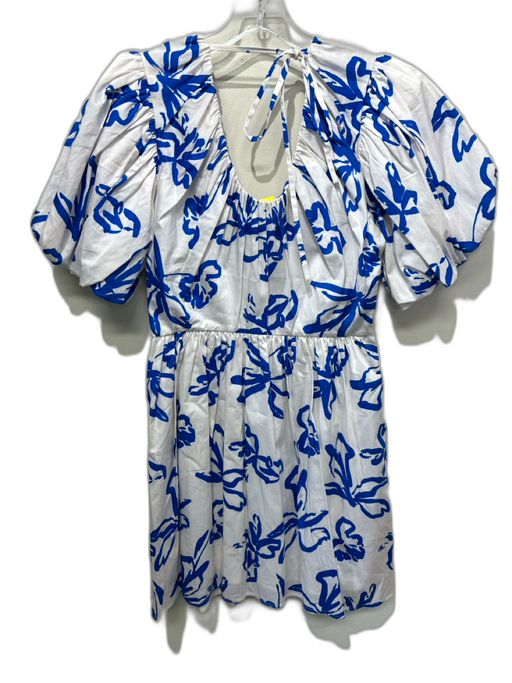 CROSBY by Mollie Burch Size S Blue & White Cotton Blend Floral Painted Dress Blue & White / S