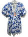 CROSBY by Mollie Burch Size S Blue & White Cotton Blend Floral Painted Dress Blue & White / S