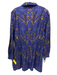 Love The Label Size L Navy, Yellow & Green Cotton Long Sleeve batik print Dress Navy, Yellow & Green / L