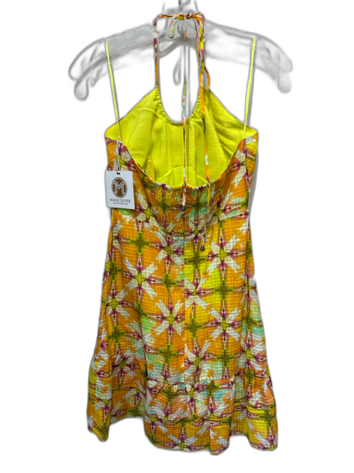 Marie Oliver Size 4 Orange, Yellow & Green Linen Blend Halter Tie Dye Dress Orange, Yellow & Green / 4