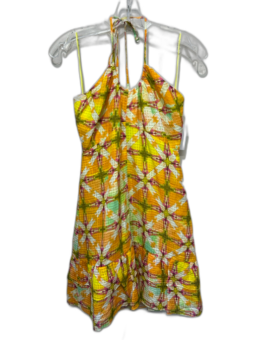 Marie Oliver Size 4 Orange, Yellow & Green Linen Blend Halter Tie Dye Dress Orange, Yellow & Green / 4