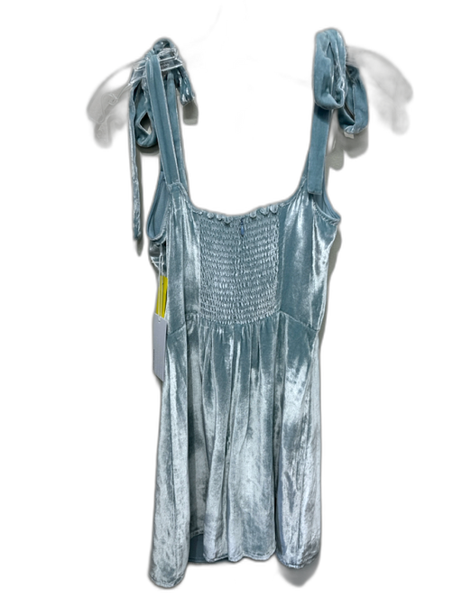 Reformation Size 0 Teal Rayon & Silk Velvet Shoulder Tie Back Shirring Dress Teal / 0