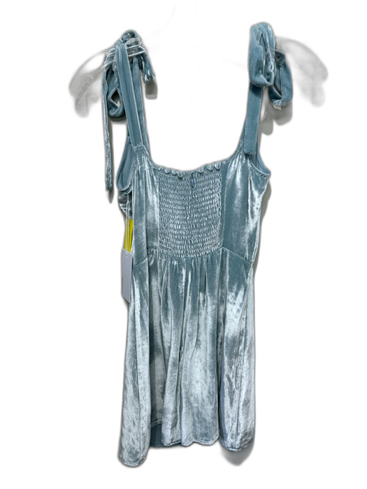 Reformation Size 0 Teal Rayon & Silk Velvet Shoulder Tie Back Shirring Dress Teal / 0