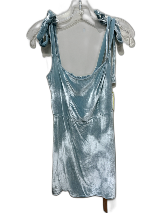 Reformation Size 0 Teal Rayon & Silk Velvet Shoulder Tie Back Shirring Dress Teal / 0