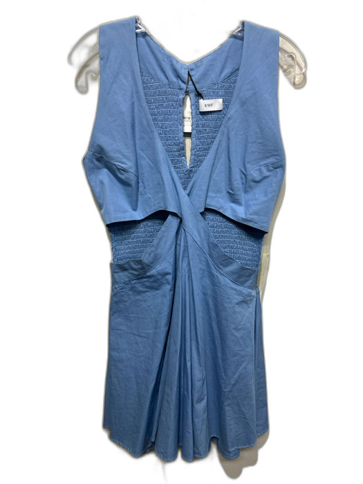 S/W/F Size Medium Blue Cotton Sleeveless Cutout Waist Smocked Back Romper Blue / Medium