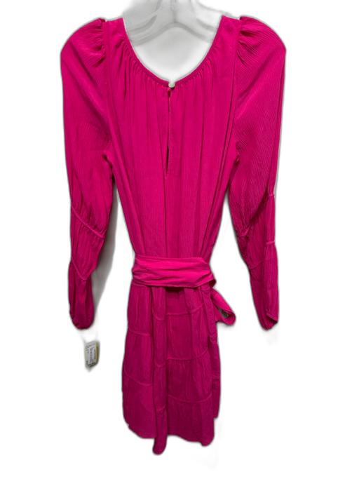 Marie Oliver Size S Hot pink Rayon & Silk Long Sleeve Crinkle Tiered Dress Hot pink / S