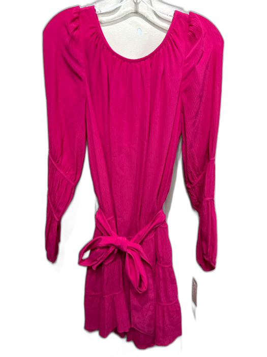Marie Oliver Size S Hot pink Rayon & Silk Long Sleeve Crinkle Tiered Dress Hot pink / S