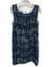 Escada Size 46/L Navy, Black & White Viscose Blend Plaid Back Zip Shift Dress Navy, Black & White / 46/L