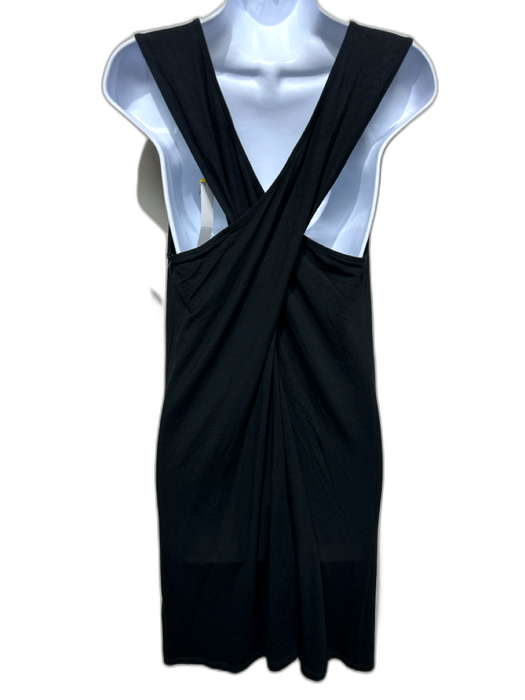 Lilla P Size L Black Viscose Blend Criss Cross Back Sleeveless Above Knee Dress Black / L