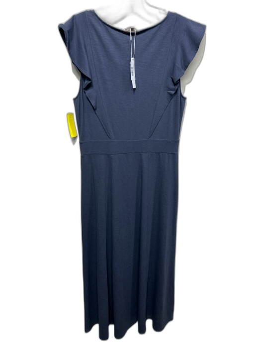 Lilla P Size M Slate Blue Cotton Blend Flutter Cap sleeve Paneled Maxi Dress Slate Blue / M