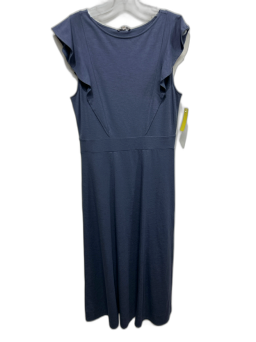 Lilla P Size M Slate Blue Cotton Blend Flutter Cap sleeve Paneled Maxi Dress Slate Blue / M