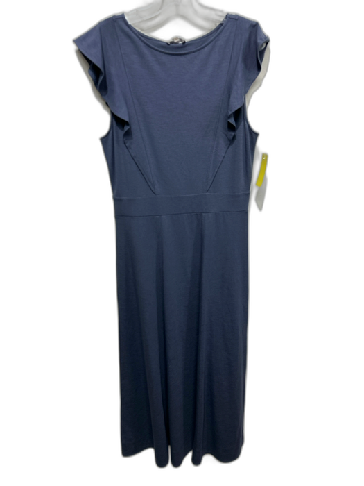 Lilla P Size M Slate Blue Cotton Blend Flutter Cap sleeve Paneled Maxi Dress Slate Blue / M