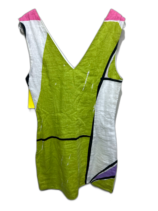 S/W/F Size Medium Purple, Green & Black Linen Double V Color Block Romper Purple, Green & Black / Medium
