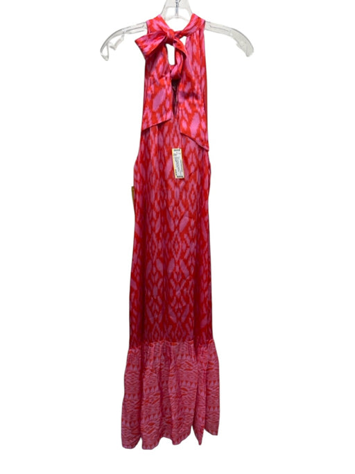 Cleobella Size L Orange & Pink Viscose Sleeveless Batik high neck Maxi Dress Orange & Pink / L
