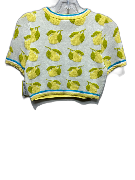 Solid & Striped Size M Yellow, Green & Blue Viscose Knit Lemons Crop Sweater Yellow, Green & Blue / M