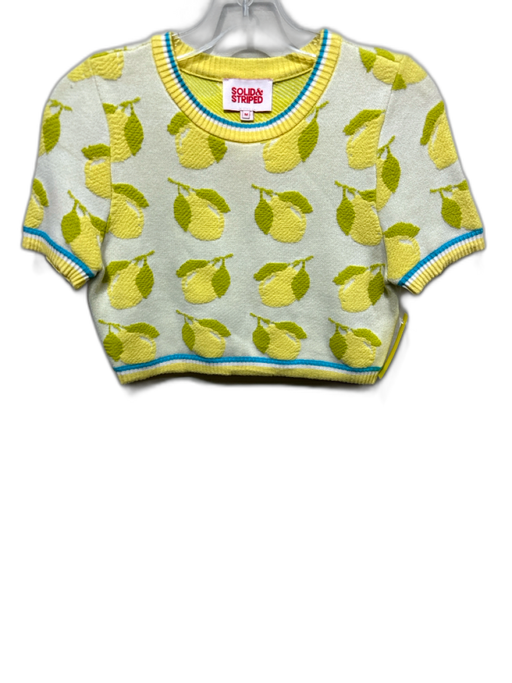 Solid & Striped Size M Yellow, Green & Blue Viscose Knit Lemons Crop Sweater Yellow, Green & Blue / M