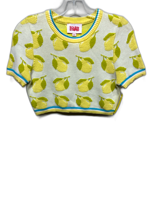 Solid & Striped Size M Yellow, Green & Blue Viscose Knit Lemons Crop Sweater Yellow, Green & Blue / M
