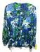 Vilagallo Size 40 Blue, Navy & Green Cotton Long Sleeve Floral 1/2 Button Top Blue, Navy & Green / 40