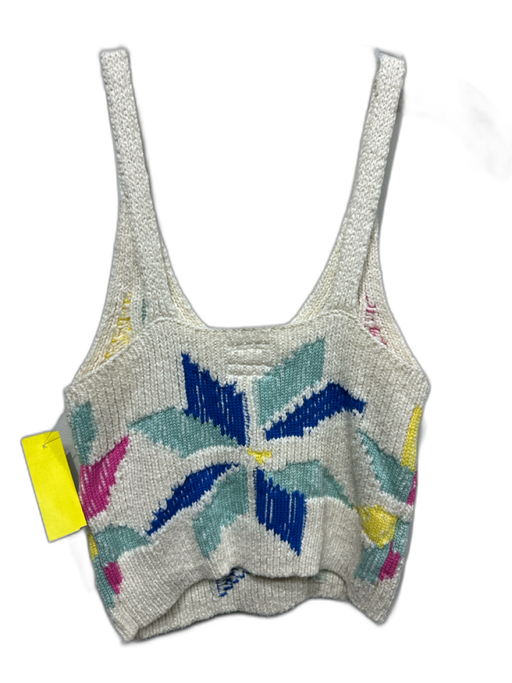 Mother Size XS Cream, Pink & Multi Cotton Blend Ribbed Snow Flake Tank Top Cream, Pink & Multi / XS
