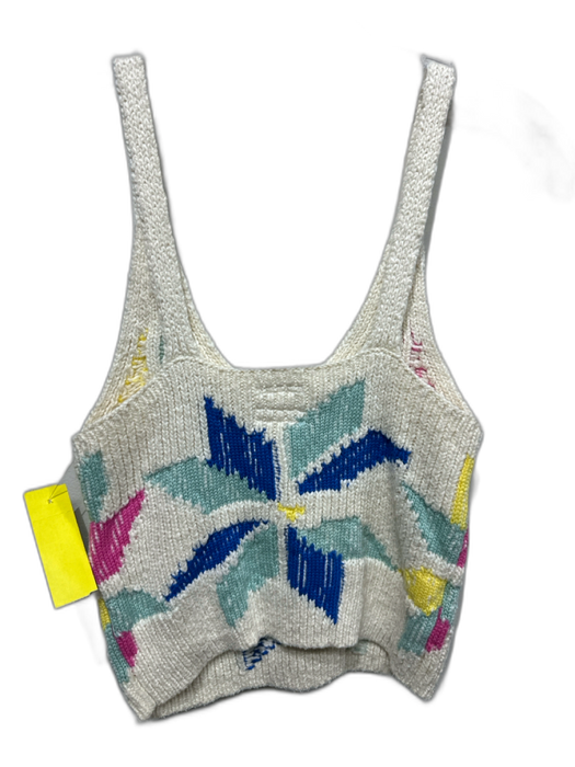Mother Size XS Cream, Pink & Multi Cotton Blend Ribbed Snow Flake Tank Top Cream, Pink & Multi / XS
