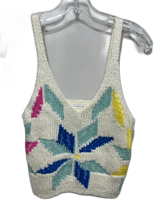 Mother Size XS Cream, Pink & Multi Cotton Blend Ribbed Snow Flake Tank Top Cream, Pink & Multi / XS