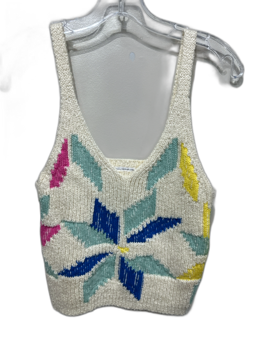 Mother Size XS Cream, Pink & Multi Cotton Blend Ribbed Snow Flake Tank Top Cream, Pink & Multi / XS