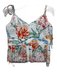 Christy Lynn Size L White, Red & Multi Silk Spaghetti Strap Floral Top White, Red & Multi / L