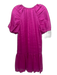 Marie Oliver Size S Magenta V Neck Short Puff Sleeve V Neck Below knee Dress Magenta / S