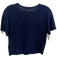 Suzie Kondi Size M Navy Viscose Blend Knit Short Sleeve Textured Wide Neck Top Navy / M