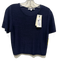 Suzie Kondi Size M Navy Viscose Blend Knit Short Sleeve Textured Wide Neck Top Navy / M