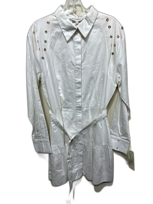 Karina Grimaldi Size L White & Gold Cotton Long Sleeve Gold Grommet Dress White & Gold / L