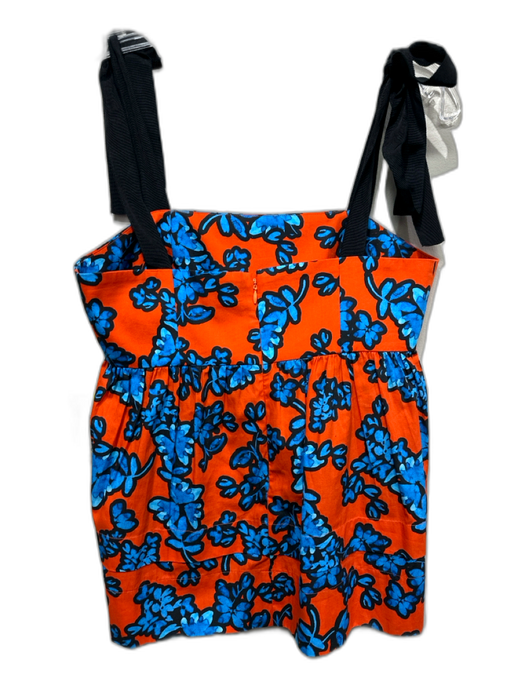 Hunter Bell Size 4 Orange, Blue & Black Cotton Grosgrain Ribbon Floral Top Orange, Blue & Black / 4