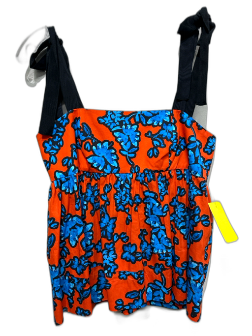 Hunter Bell Size 4 Orange, Blue & Black Cotton Grosgrain Ribbon Floral Top Orange, Blue & Black / 4