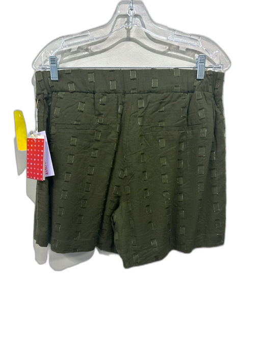 Never a Wallflower Size M Olive Green Cotton Square Silver Thread Shorts Olive Green / M