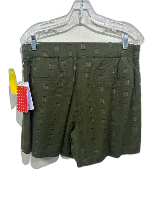 Never a Wallflower Size M Olive Green Cotton Square Silver Thread Shorts Olive Green / M