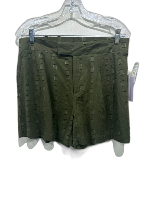 Never a Wallflower Size M Olive Green Cotton Square Silver Thread Shorts Olive Green / M