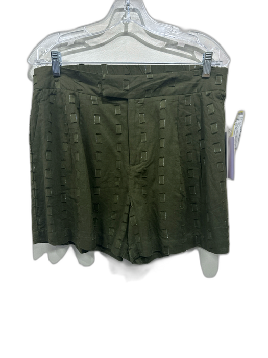 Never a Wallflower Size M Olive Green Cotton Square Silver Thread Shorts Olive Green / M