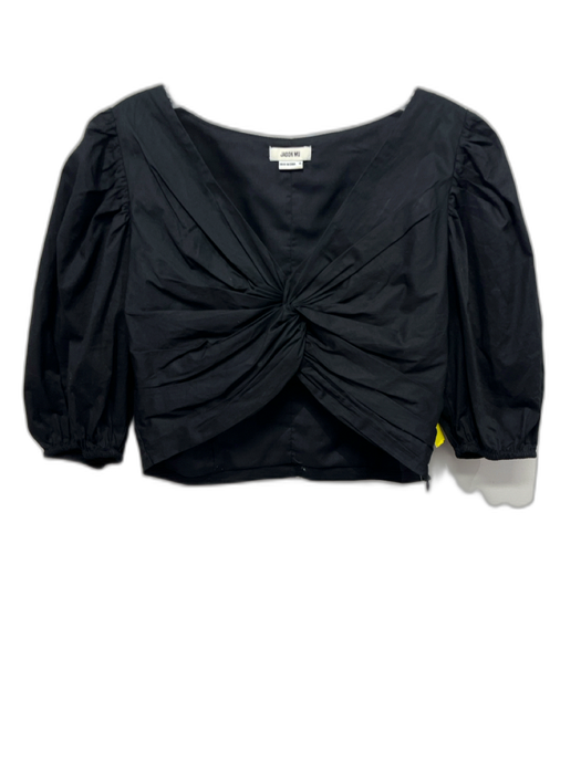 Jason Wu Size M Black Cotton Blend Short Balloon Sleeve Front knot Crop Top Black / M