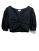 Jason Wu Size M Black Cotton Blend Short Balloon Sleeve Front knot Crop Top Black / M