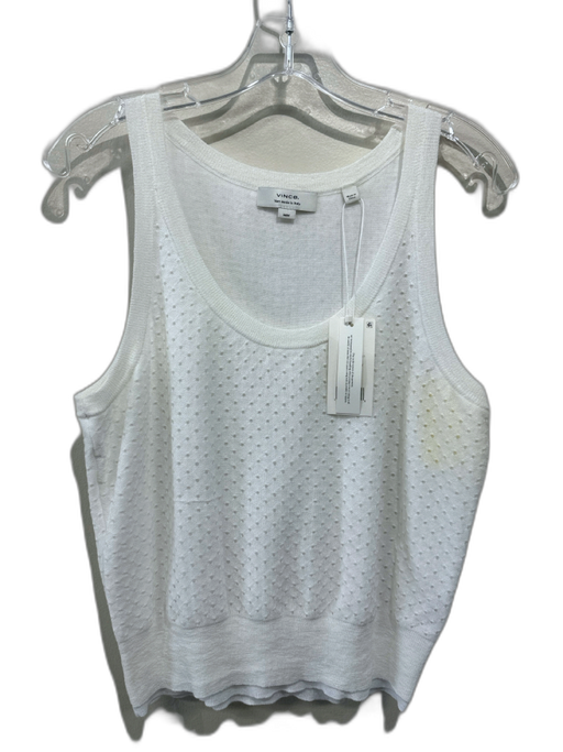 Vince Size M White Cotton Blend Sleeveless Knit Cut Out Tank Top White / M