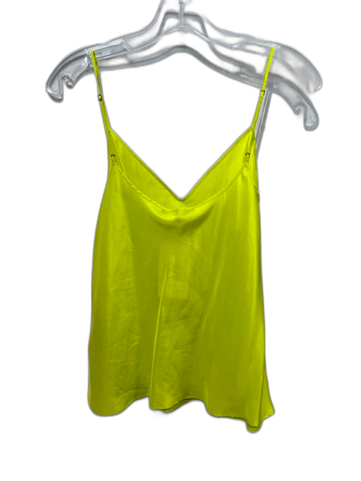 Beautiful People Size M Chartreuse Silk Spaghetti Strap V Neck Cami Top Chartreuse / M