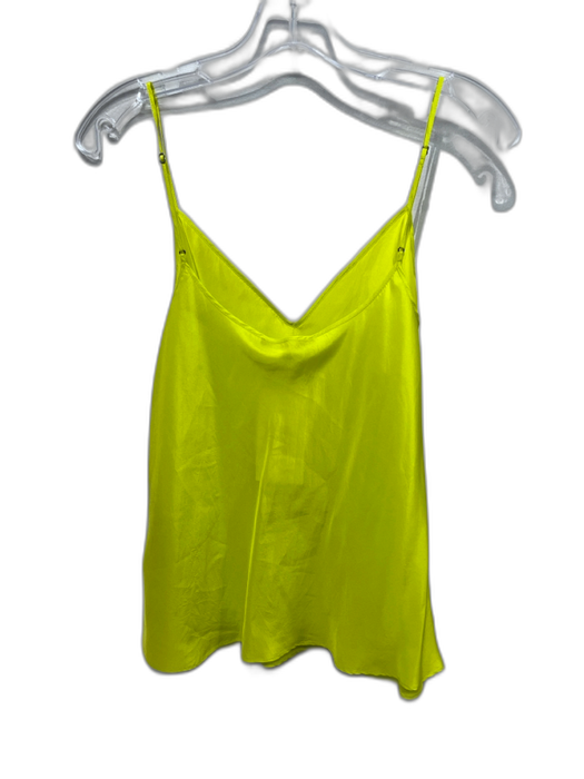 Beautiful People Size M Chartreuse Silk Spaghetti Strap V Neck Cami Top Chartreuse / M