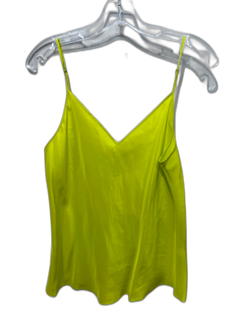 Beautiful People Size M Chartreuse Silk Spaghetti Strap V Neck Cami Top Chartreuse / M