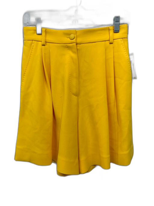 Dolce & Gabbana Size 40 Marigold Yellow Viscose Blend High Waist Pleated Shorts Marigold Yellow / 40