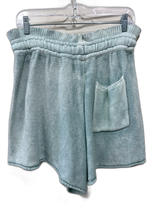 Free People Size L Light Teal Cotton Knit Paperbag Waist Drawstring Shorts Light Teal / L