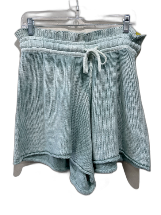 Free People Size L Light Teal Cotton Knit Paperbag Waist Drawstring Shorts Light Teal / L
